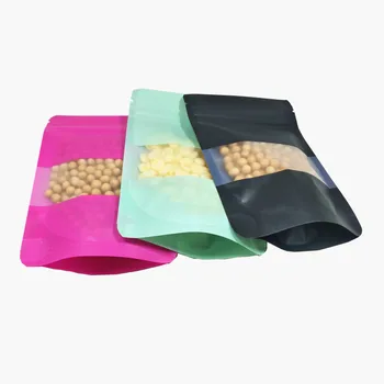 

800Pcs 10x15cm Frosted Zip Lock Plastic Bags Stand Up Package Bag Clear Window Design Food Snacks Nuts Storage Bag Reclosable