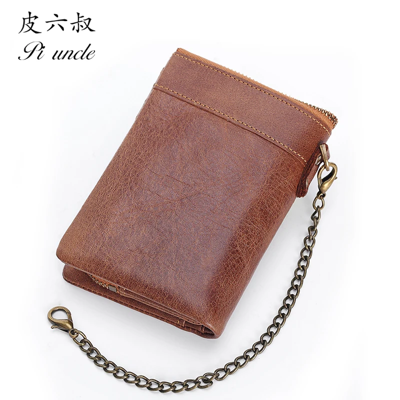 Genuine Leather Men Rfid Thin Wallet Men Card Holder Coin Short Purse Small Male Money Bag Quality Men Mini Case Clutch Bags New