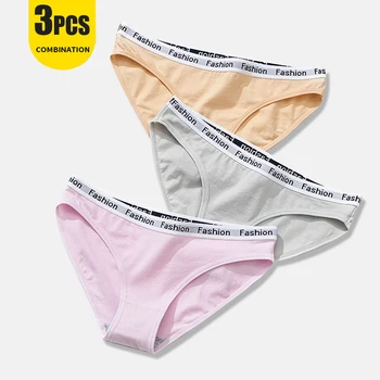 

3 Pcs Cotton Panties For Women Underwear Soft Sport Briefs Woman Intimate Underpants Plus Size Ladies Sexy Thong