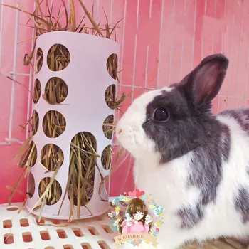 

Cute Rabbit Rat Totoro Grass Rack Food Bowl Net for Rabbit Cattle Grass Rack Anti-waste Grass Super Installed Rabbit Supplies
