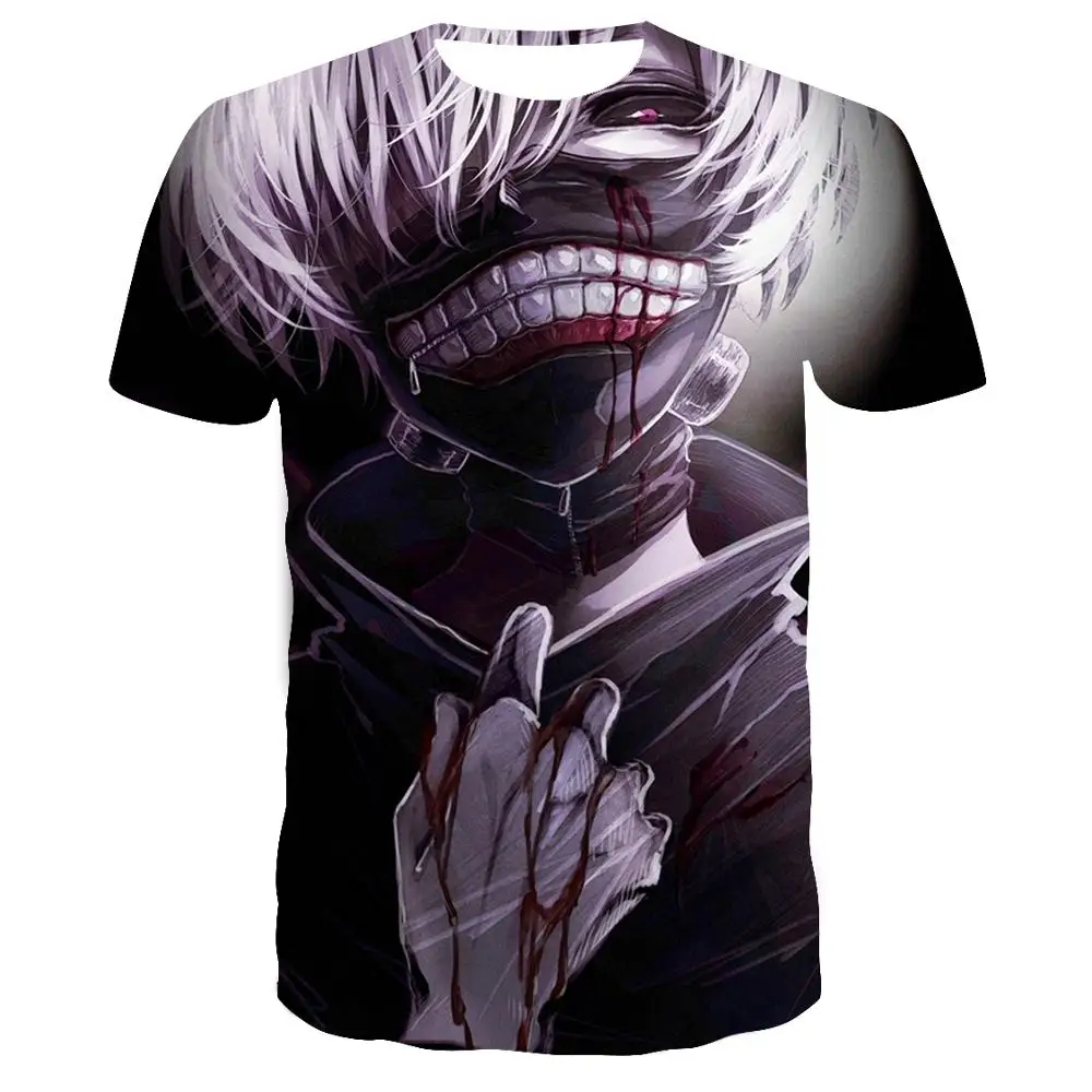 Аниме Kaneki Ken, футболка с 3d принтом, Мужская футболка в стиле хип-хоп с коротким рукавом, черные футболки, летние топы, стиль, модная мужская футболка s - Цвет: ZD-8819