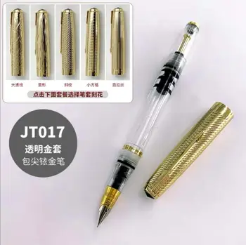 

Wing Sung 601A Vacumatic Fountain Pen Transparent Ink Pen Golden Cap Fine Nib Business Stationery Office school Writing Gift
