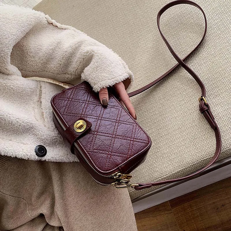 

Box Shape PU Leather Crossbody Bags For Women 2019 Solid Color Shoulder Messenger Bag Female Travel Handbags Small Bags