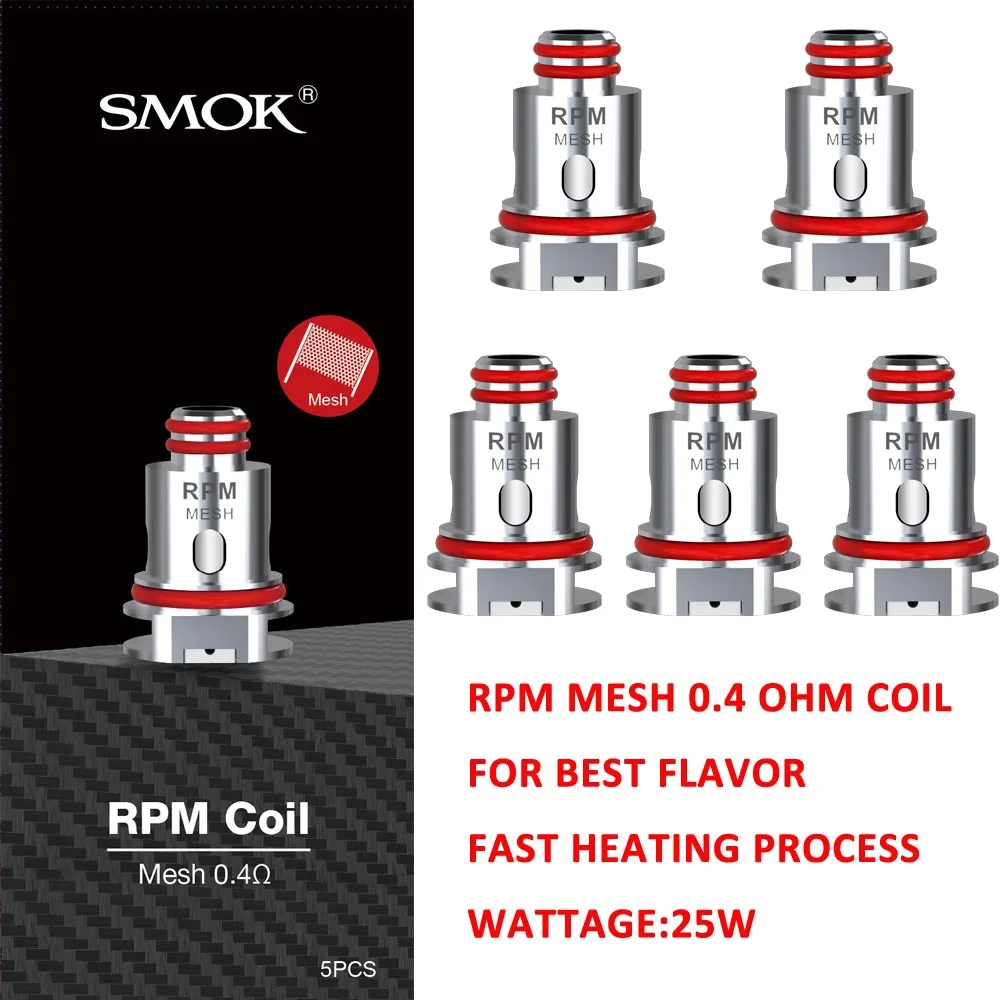 Новые 5 шт/упаковка, шт./кор. электронных сигарет SMOK RPM40 катушки 0.4ohm RPM40 сетки 0.6ohm тройной 1.2ohm кварцевые 1ohm SC замена катушки для электронных сигарет SMOK RPM40 набора вапоризатора