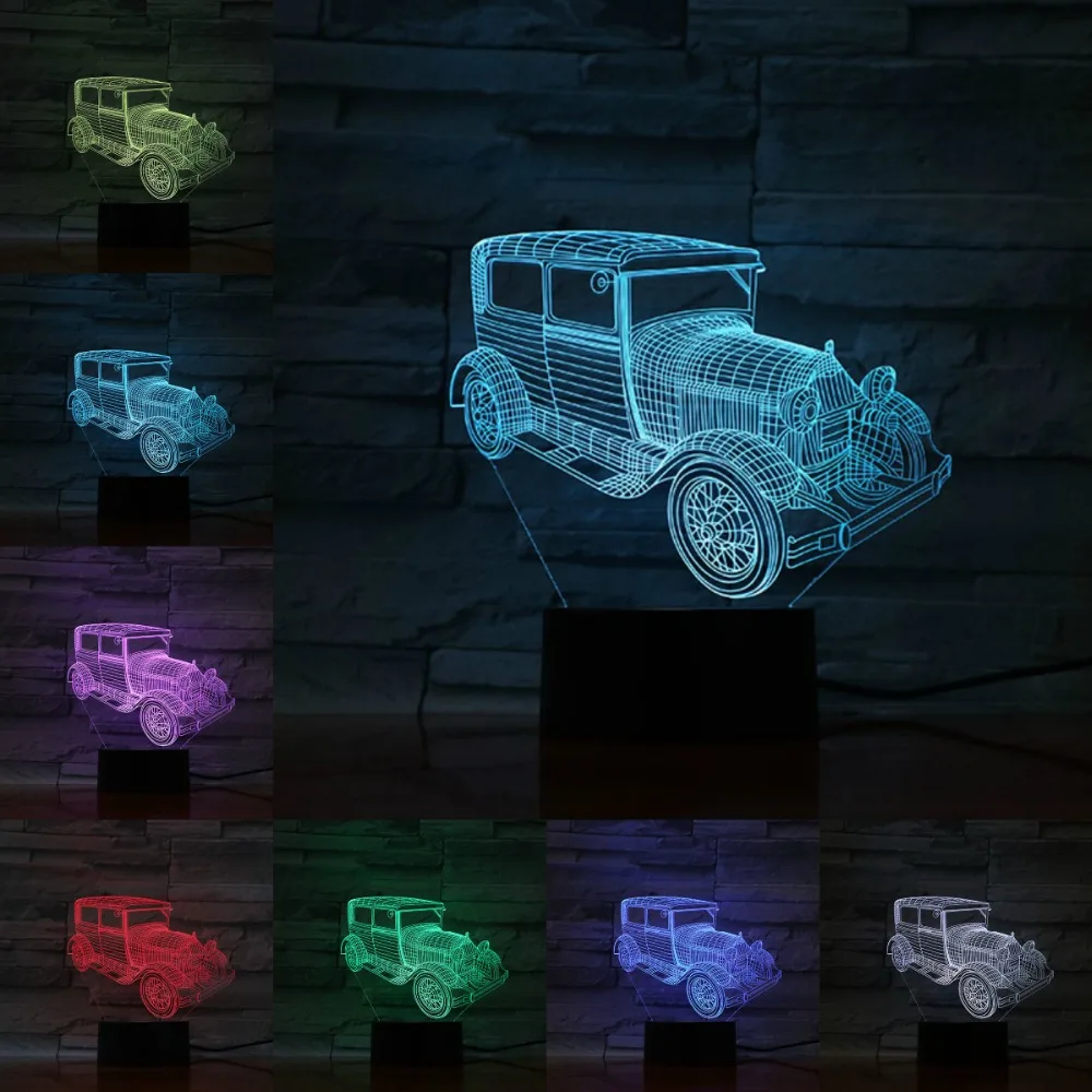3D винтажная автомобильная лампа Новинка сенсорный датчик настольный ночник домашний Декор Автомобильные вентиляторы мальчик дети подарок на день рождения праздник Flashligt