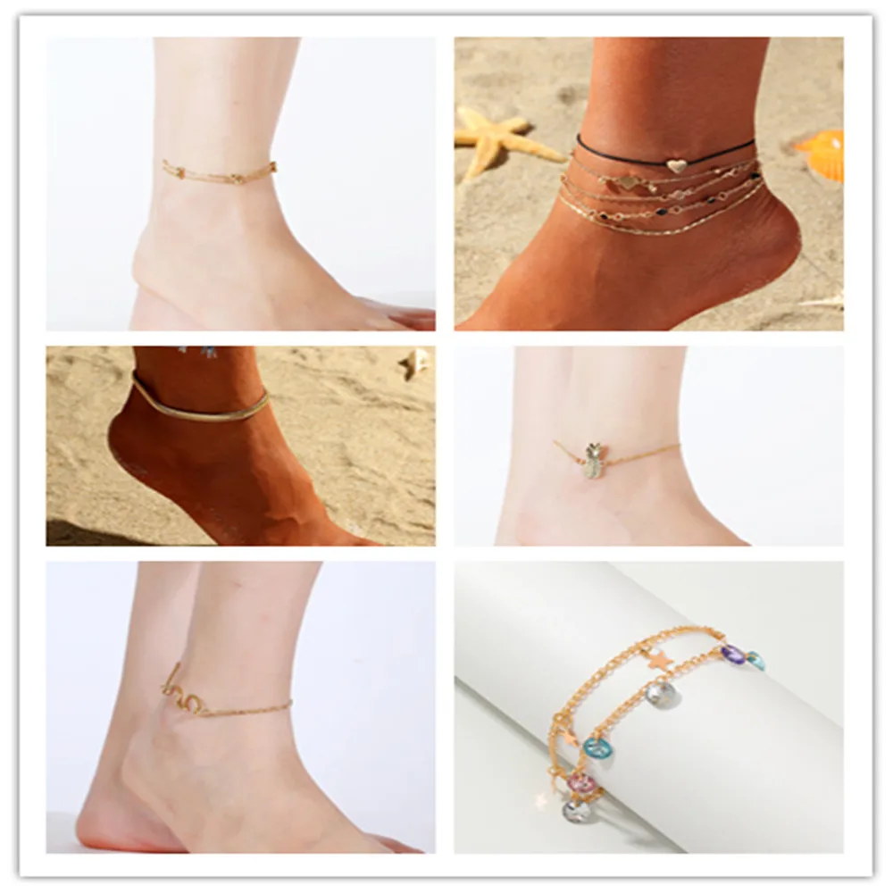 

Bohemian Resin Metal Link Chain Charm Anklets for Women 2019 Temperament Mare Style Cute Fashion Anklet Daily Life Beach Present