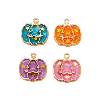 

20pcs/Lot New Halloween Holiday Pumpkin Shape Enamel Charms For Jewelry Making Fashion Charm Earring Pendant Metal Charms