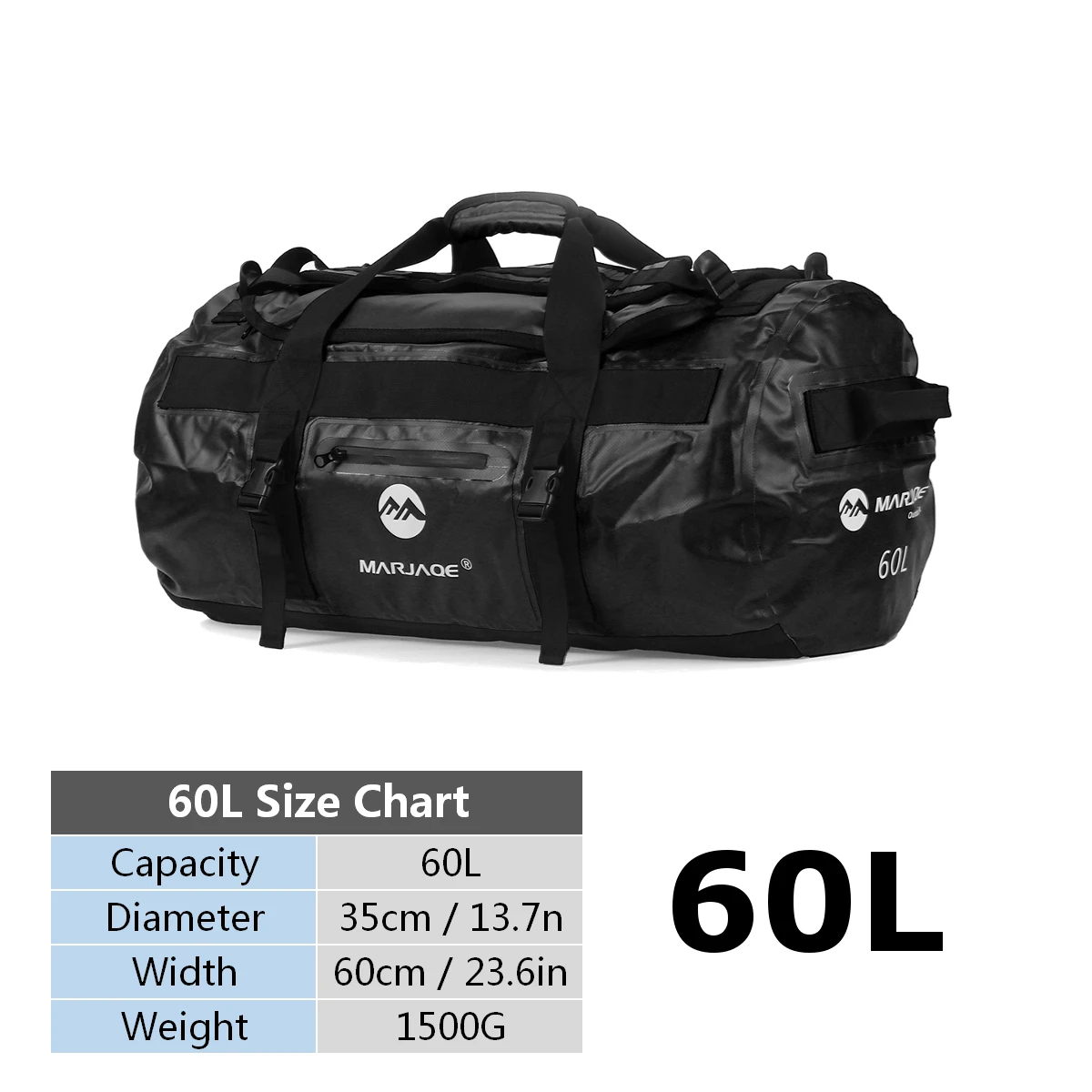 Black 60L 60L открытый ПВХ водонепроницаемый мешок сухой мешок для хранения для рафтинга каноэ катание на лодках Каякинг речной поход плавание дорожная сумка - Цвет: Black 60L