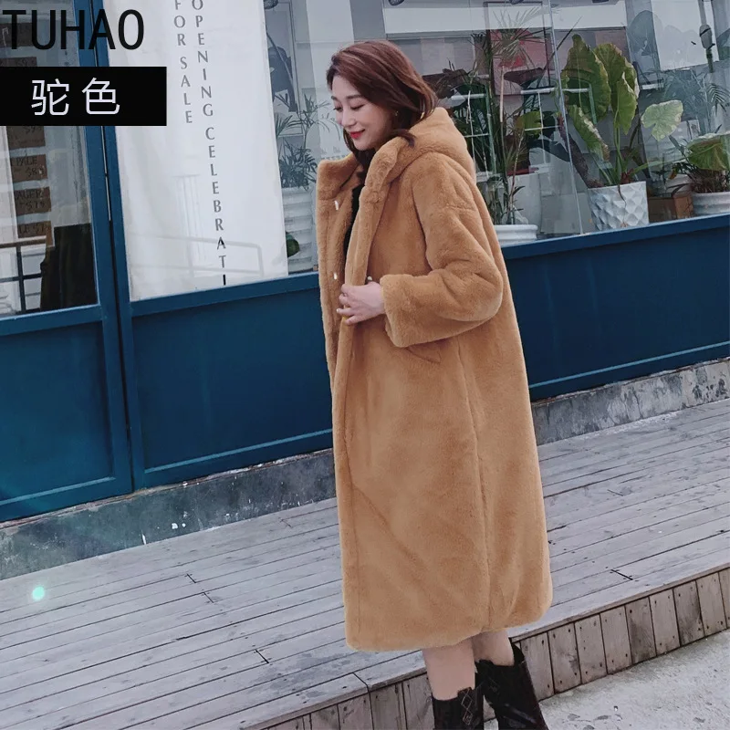 TUHAO, Женское пальто из искусственного меха,, зимнее, корейское, свободное, длинное, пальто, женское, теплое, плюшевое, куртка, женская одежда,, плотное, WM13