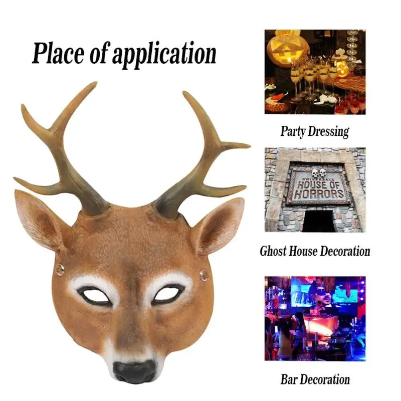 Creative Realistic Party Halloween Deer Mask Simulation Animal Full Face Mask Home Festival Decoration Essential Supplies