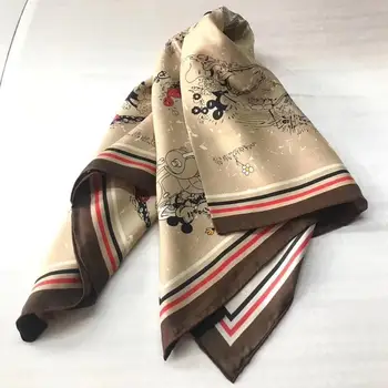 

2020 new arrival fashion cute design 100% silk scarf 90*90 cm square shawl twill wrap for women lady girl