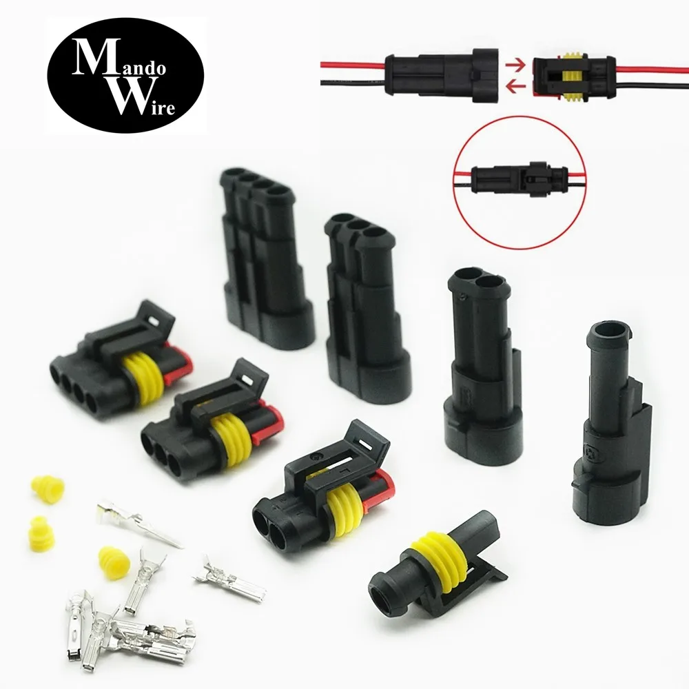 

MandoWire Automotive Waterproof Connectors 1/2/3/4 Pin 26 Sets Car Electrical Wire Connector Plug 300V 12A Drop Shopping