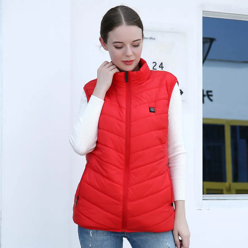 Red Горячая Распродажа, жилет с электрическим подогревом, куртки для мужчин и женщин, теплый жилет с Usb, теплая одежда, зимняя теплая одежда, новая технология - Цвет: Red