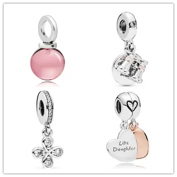 

925 Sterling Silver Bead Four Petal Flower Charm Pendant Beads Fit Pandora Women Bracelet & Necklace Diy Jewelry