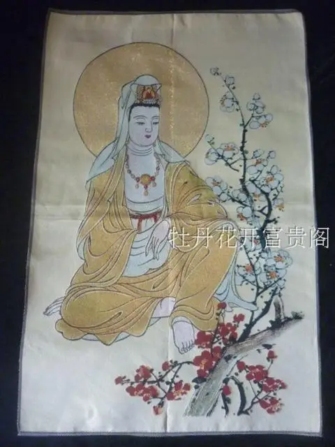 Ожерелье Антигуа Китай Thangka bordado diosa de la Misericordia diagrama