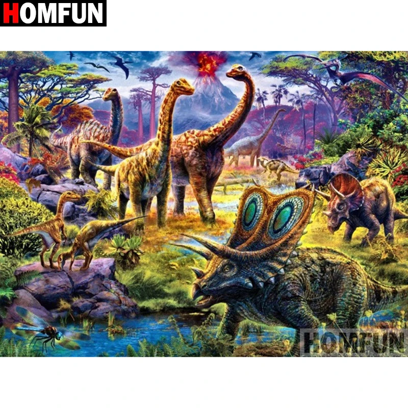 HOMFUN 5D DIY Diamond Painting Animal dinosaur Full Drill Resin Diamond Embroidery Cross Stitch Home Decor A00490 diamond painting diamond art painting kit diamond painting set
