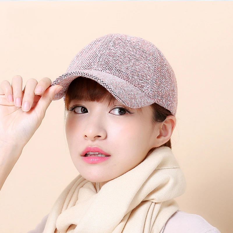 Outdoor Cotton Hat Bone Wear Double Color Winter Knit Warm Baseball Caps Snapback Baseball Cap Female Felt Hats - Цвет: light pink