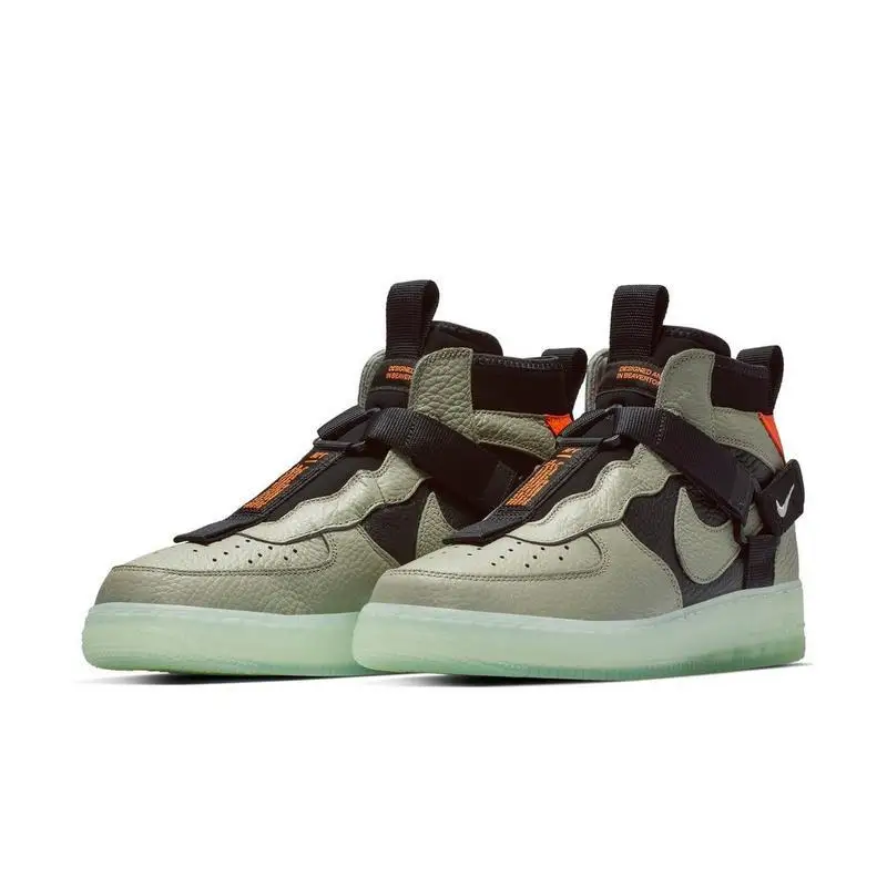 NIKE AIR FORCE 1 UTILITY MID AF1 Мужская обувь для скейтбординга черный зеленый анти-скользкие удобные Новое поступление кроссовки# AQ9758-300