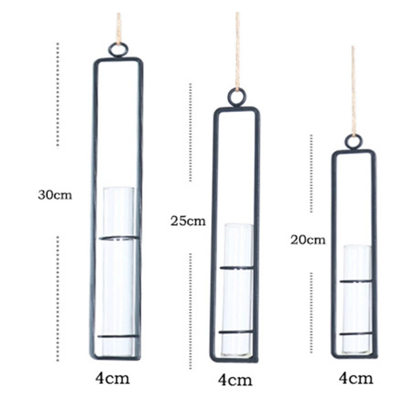 Железная стеклянная ваза для гидропоники горшок цветочный контейнер настенная подвесная ваза для цветов Домашнее Скандинавское украшение для дома