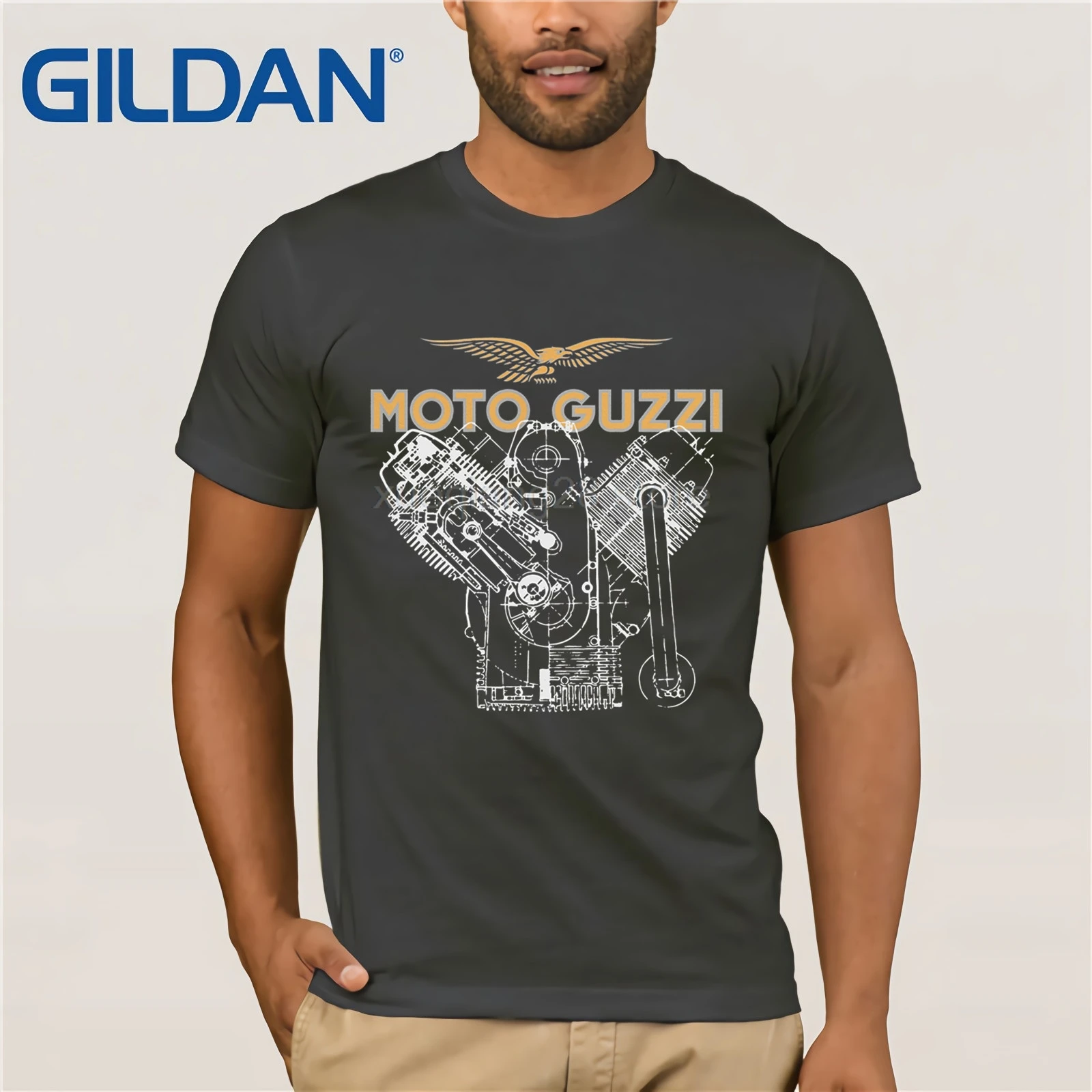 Moto Guzzi V7 футболка с двигателем - Цвет: 4charcoal gray