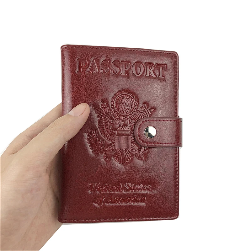 Обложка для паспорта чехол RFID Блокировка дорожный кошелек 736-50 Премиум из искусственной кожи Прямая поставка - Цвет: wine red