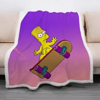 

Kids Anime Simpson 3D Blanket Fleece Cartoon Art Print Children Warm Bed Throw Blanket newborn bayby Blanket