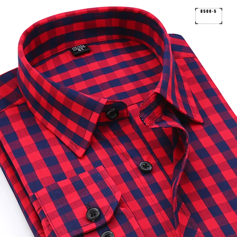 DAVYDAISY Новое поступление Высококачественная Мужская рубашка хлопок с длинным рукавом мужские рубашки в клетку Повседневная деловая рубашка бренд DS344 - Цвет: 8500-5