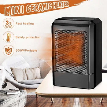 

500W MINI Electric Fan Heater Small Portable Electric Warmer PTC Ceramic Fast Heating Heater Office Desktop Convector