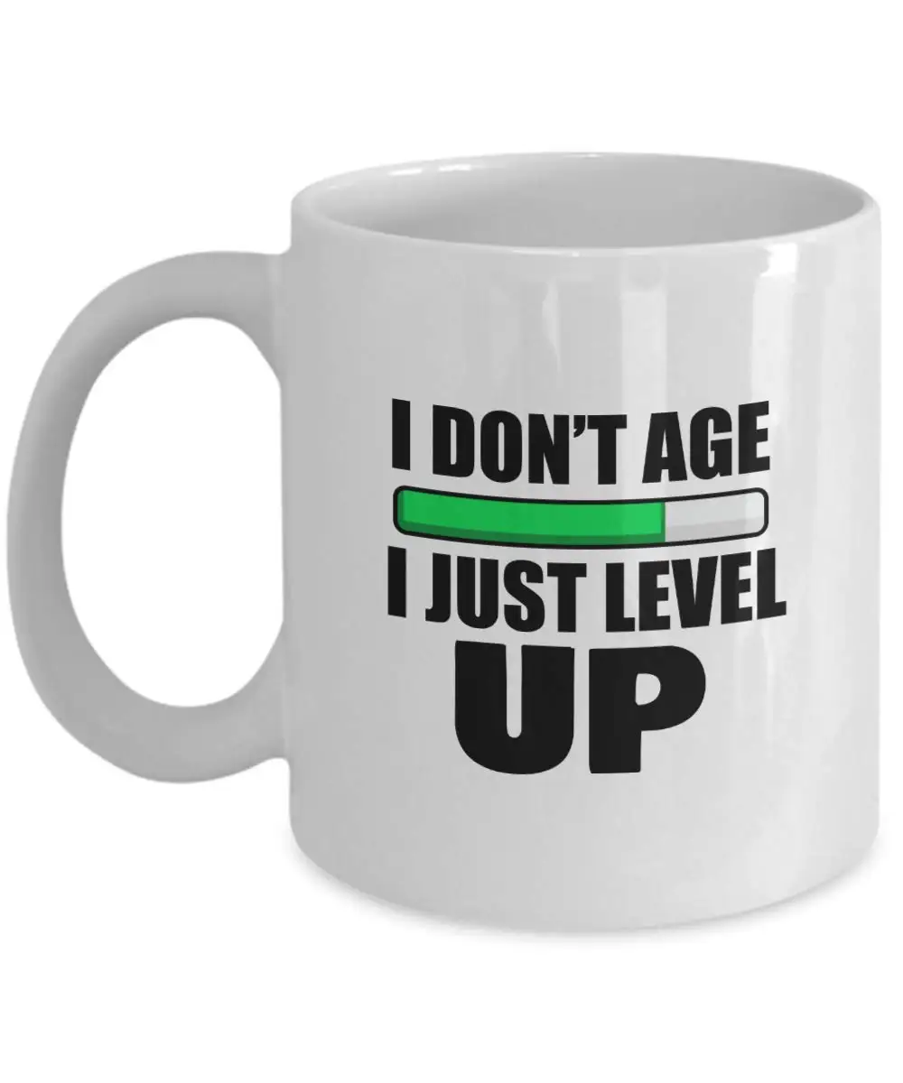 Я не возраст, я просто уровень вверх кружка, смешная кофейная кружка, геймерская кружка чашка с перемешивающей ложкой подарок для геймера, игра