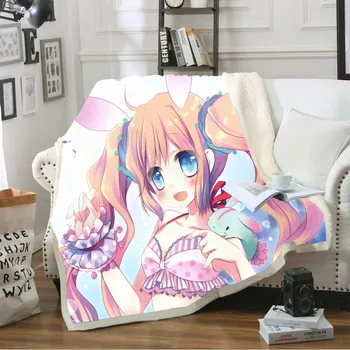 

Cartoon Girls Sherpa Fleece Blanket Bikini Series Warm Throw Bedding for Teens Adult Christmas Gift Coral Fleece Blanket on Sofa