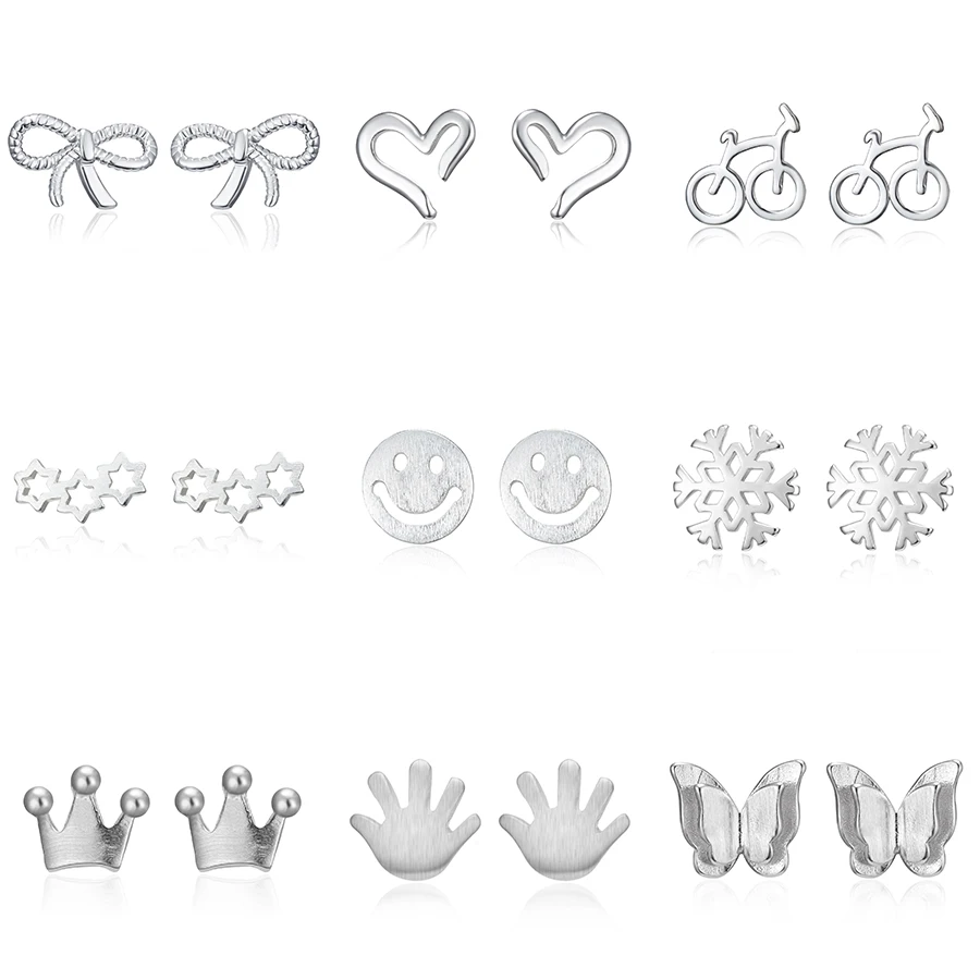 

Ear Earring Sliver Lovely Stainless Steel Earrings Animnal Butterfly Stud Earrings for Women Kids Jewelry Christmas Gift