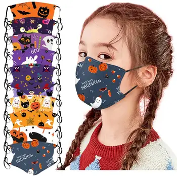 

10PCS Child Halloween Washable Fashion Face Filter Mask Reusable Kids Outdoor Protective respirator Cover Mouth masks Masker