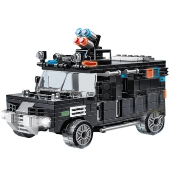 

454Pcs/set 6-In-2 Swat Vehicles Mech Bricks Small Particle DIY Building Block Kit Learning Educational Toys Boys Gift