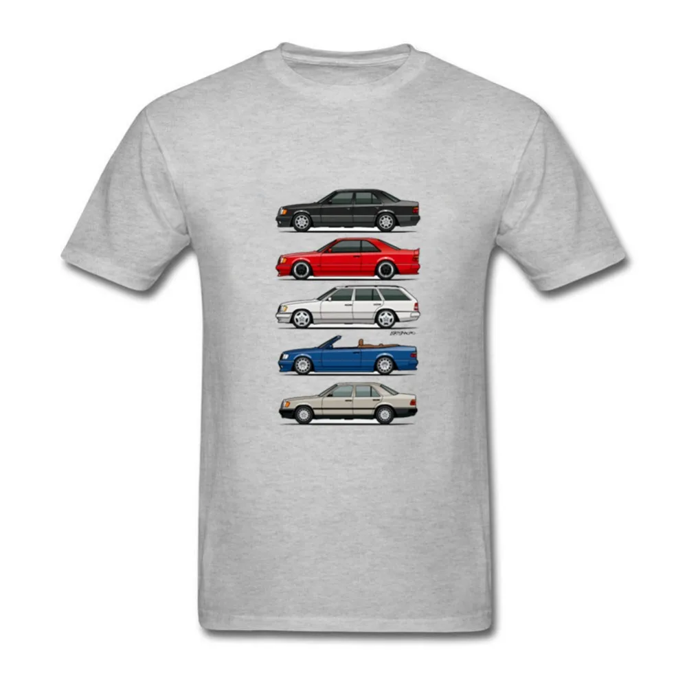 

Funny Stack of Mercedes W124 E Class Men's T Shirt Round Collar Tops Short Sleeve O Neck 100% Cotton Clothes Youth Car Theme Tee