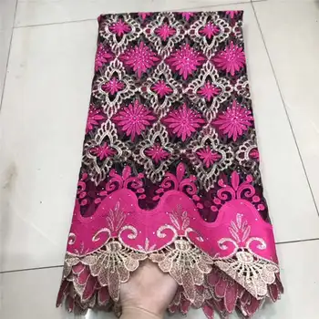 

2019 Pink Nigerian French Mesh Lace Fabric High Quality African Rhinestones Bridal Tulle Lace Fabrics For Wedding dress BSA01