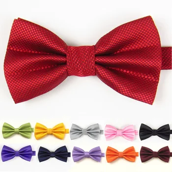

2020 New Fashion Men's Bow Ties for Wedding Double Fabric Solid Color Bowtie Club Banquet Bridegroom Butterfly Tie with Gift Box