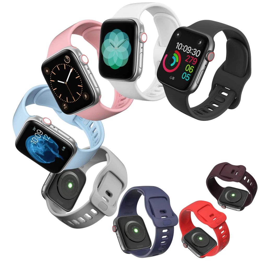 Силиконовый ремешок для Apple Watch 44 мм 40 мм iwatch 38 мм 42 мм высококачественный спортивный браслет резиновый ремешок для часов Apple Watch 4 5