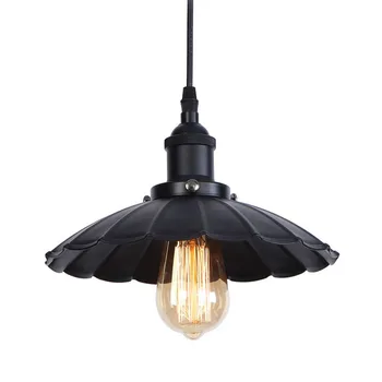 

black vintage industrial pendant light Lotus leaf nordic retro lights iron lampshade loft edison lamp metal dining room MJ1014