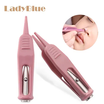 

Newborn Ear Forceps Rustproof Nose Cleaning Plastic LED Flashlight Tweezer Clip Navel Baby safety Care Infant VisibleNT13