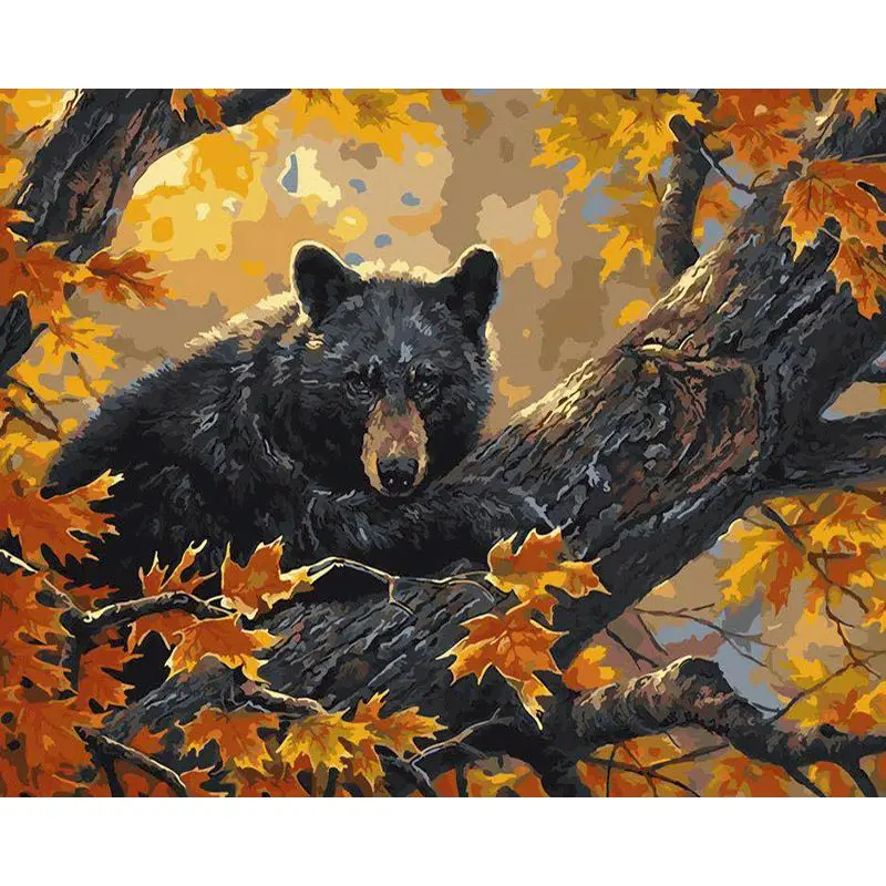 

GATYZTORY Frame Animal DIY Painting By Numbers Black Bear HandPainted Oil Painting Drawing On Canvas Home Decoration
