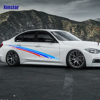 

1set M Power Performance car side strip sticker for bmw E38 E39 E46 E60 E61 E64 E70 E71 E85 E87 E90 E83 F10 F20 F21 F30 F35
