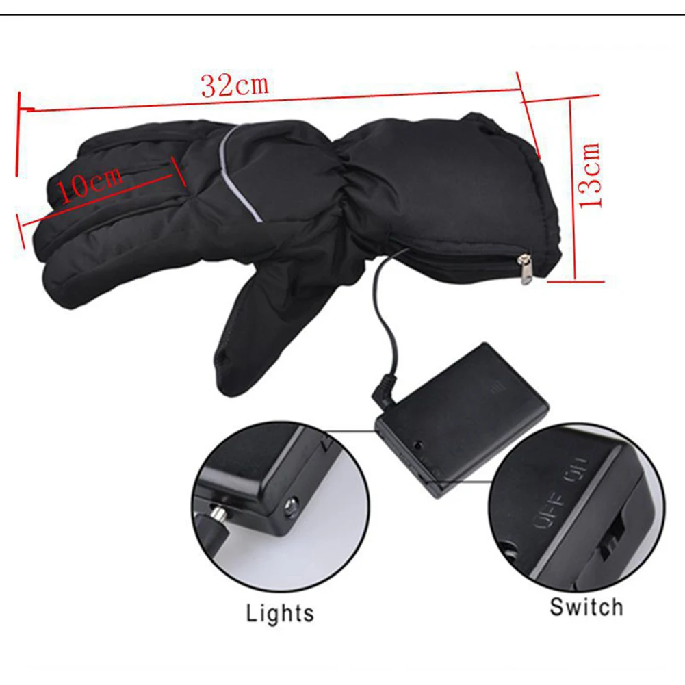 Перчатки Guantes Ciclismo 1 пара водонепроницаемые лыжные перчатки с подогревом на батарейках для мотоцикла, охоты, зимние теплые лыжные перчатки