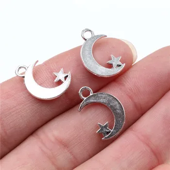 

20pcs Charms double sided moon star 17x11mm Tibetan Silver Plated Pendants Antique Jewelry Making DIY Handmade Craft