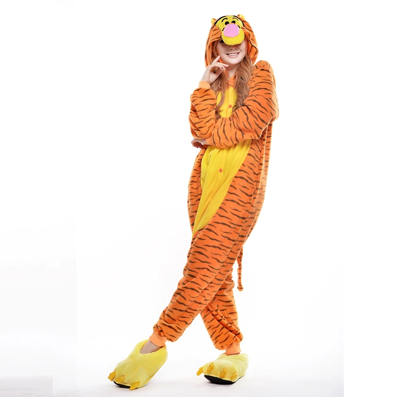 

Tigger Tiger Unisex Adult One-Piece Pajamas Cosplay Onesies Cartoon Adult One-piece Animal Sleepwear Pyjamas Christmas Costume
