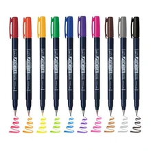Multicolor Tombow Calligraphy Brush Pen Practise Calligraphy Marker Pen Lettering Soft Handwriting for School Office Stationery 3pcs chinese japanese calligraphy brush marker or refillable black lettering marker soft handwriting pen as tombow fudenosuke