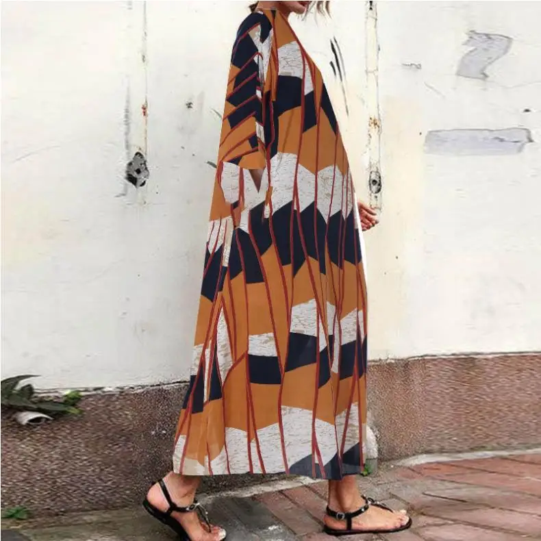 Женские платья, длинные, макси, с карманами, платья для женщин, vestidos, Повседневное платье, Пляжное, пэтчворк, цвет, свободное, Повседневное платье размера плюс - Цвет: style1