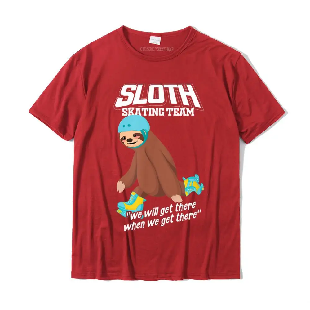 Printed Oncomfortable Short Sleeve Tops & Tees Father Day Cheap O-Neck Cotton Fabric Tops & Tees Men T Shirt Birthday  Sloth Skating Team Rollerblades Gift Retro Roller Skating T-Shirt__28243 red