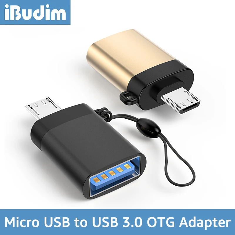 

iBudim Micro USB 3.0 OTG Adapter USB 3.0 Female To Micro USB Male Connector Aluminum Alloy On The Go Converter Data Sync Cable