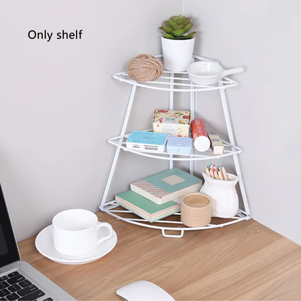 Desktop Towel Iron Triangular Kitchen Organizer Shelf Three Layers Bathroom Drain Holder Corner Home Storage Rack Portable