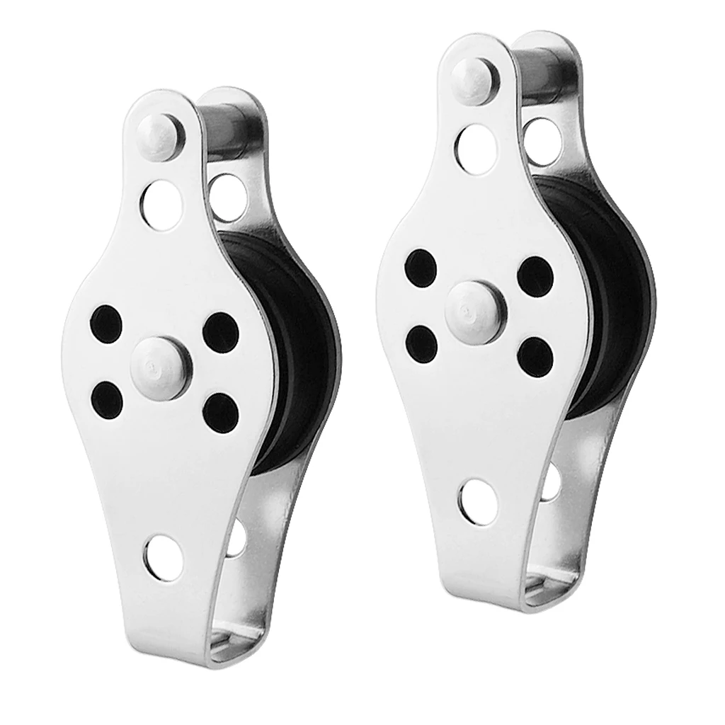 2pcs Stainless Steel Sailboat Kayak Pulley Block 2mm to 8mm Rope Runner